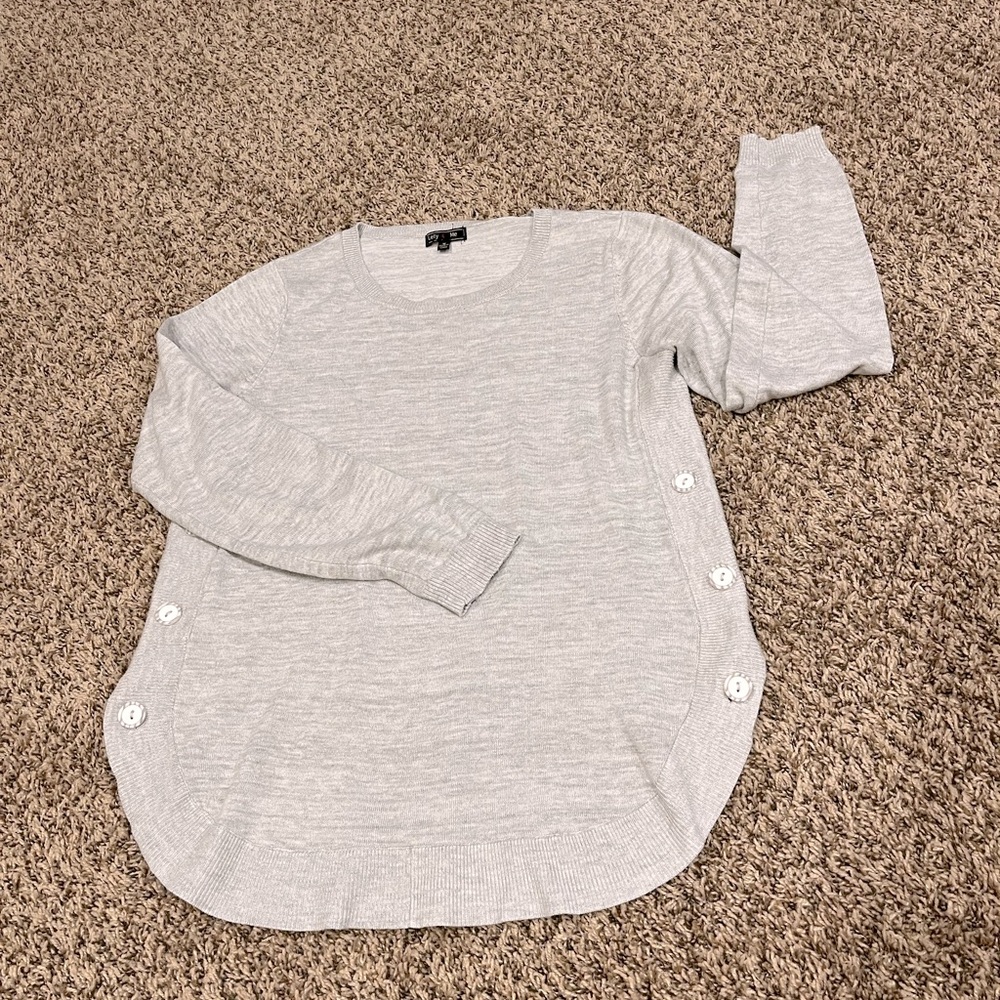 Gray Button-Accent Women's Top